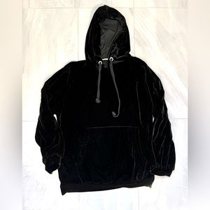 Zara Black Velvet Oversized Sweatshirt Size S